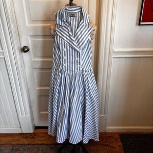 Vintage Sailor Dress
Baby Blue and White Striped 
Cotton Oxford Dress